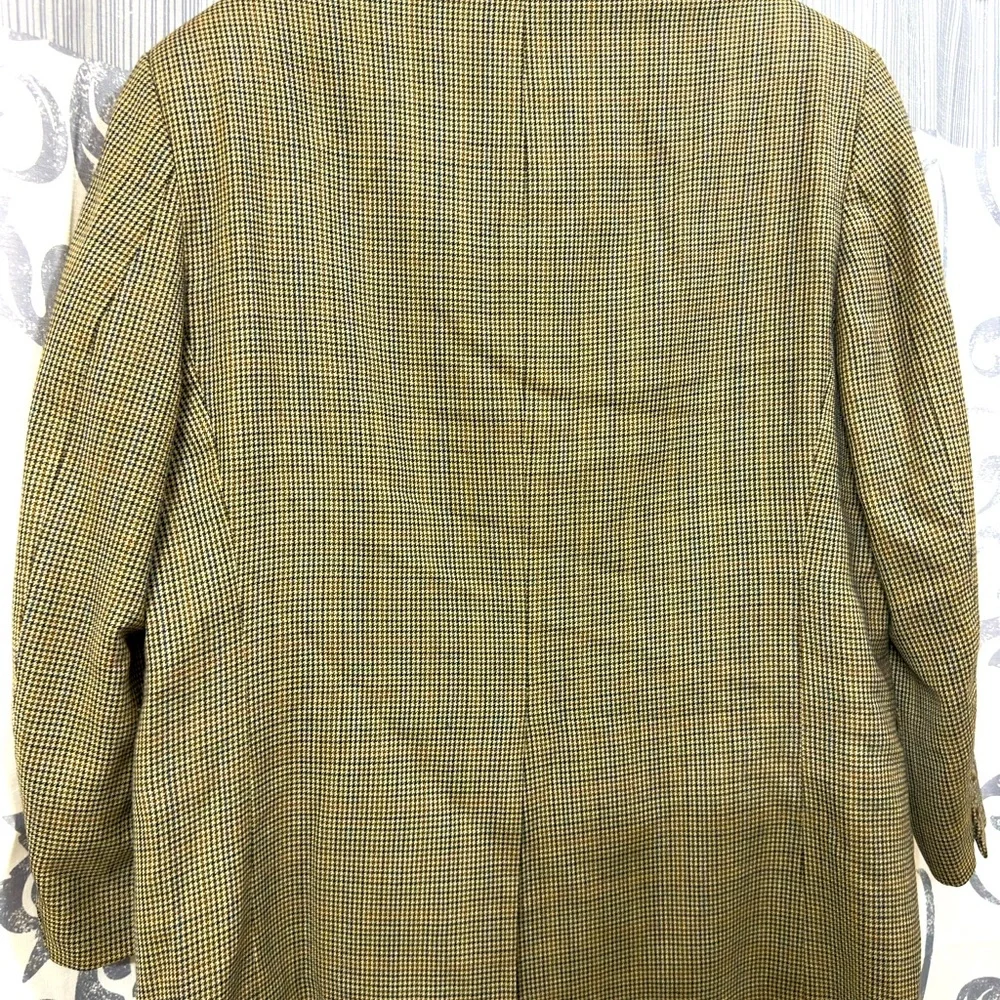 Vtg Ralph Lauren Men's Woolmark Sport Jacket Tan Houndstooth Tweed Blazer Sz 40R